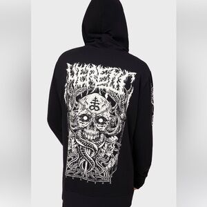 Killstar Anders Black and White Zip-Up Unisex Sweater